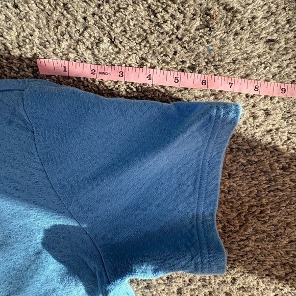 Katherine Bishop T-Shirt Womens Large Blue Scalloped Neck Pointelle Knit Top - Picture 5 of 7